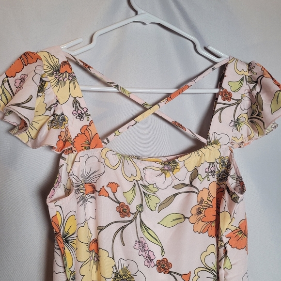 Band of Gypsies Lottie&Holly Blush Pink Floral Mini Dress Women's Size M - Picture 7 of 11